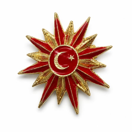 Hediye Kırmızı Gold Ay Yıldız Detaylı Kadın Broş Rozet