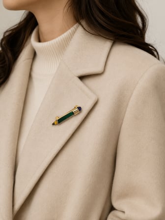 Renkli Kalem Tasarımlı Kristal Taşlı Öğretmen Broşu – Şık ve Anlamlı Hediye