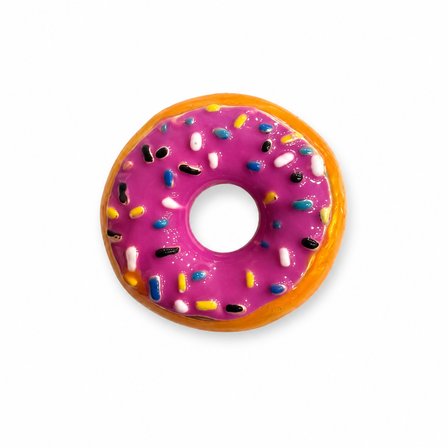 Pembe Şeker Glazürlü Donut Broş – Renkli Taşlı Eğlenceli Kadın Yaka İğnesi