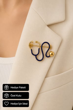 Şifalı Stetoskop Tasarımlı Kadın Broşu – Doktor, Hemşire ve Sağlık Çalışanlarına Hediye