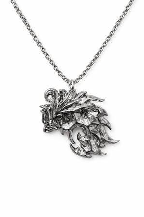 Gümüş Renk Anime FFXVI Ifrit Bahamut Desenli Kolye Unisex Yetişkin