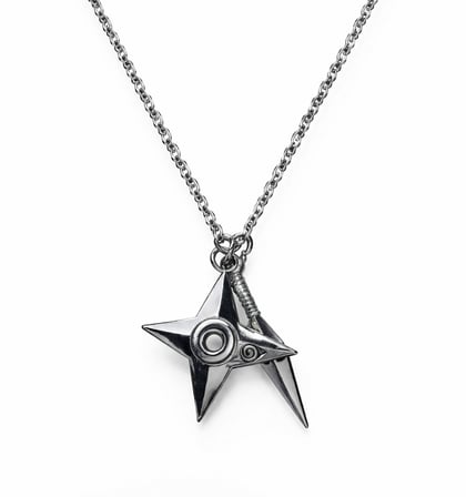 Naruto Şuriken Kunai Desenli Gümüş Renk Kolye Unisex Yetişkin Anime