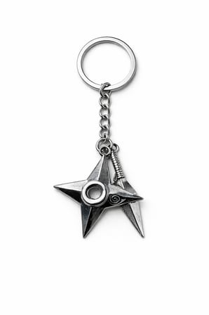 Naruto Şuriken Kunai Desenli Gümüş Renk Anahtarlık Unisex Yetişkin Anime