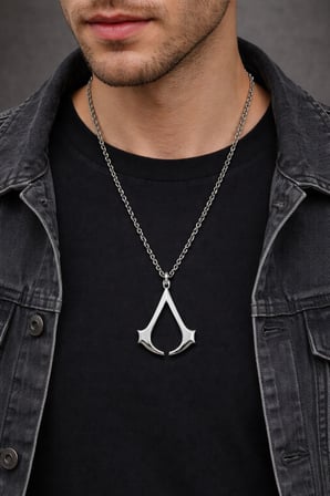Assassin's Creed Sembol Kolye Gümüş Renk 60 cm Zincir Unisex Yetişkin
