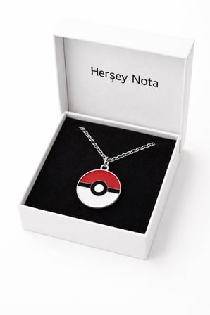 Pokemon Poke Topu Anime Kolye Gümüş Renk 60 cm Zincir Unisex Yetişkin