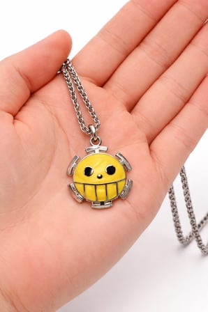 Anime Heart Pirates Desenli Gümüş Renk Zincirli Kolye Unisex Yetişkin