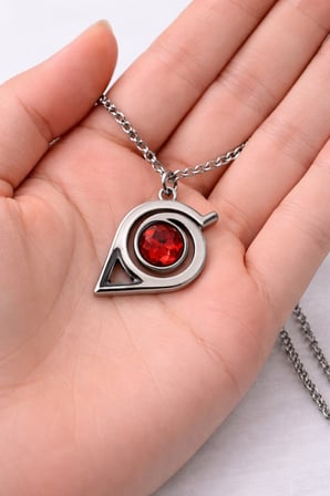 Naruto Konoha Sharingan Kolye Gümüş Renk 60 cm Unisex Metal Zincir