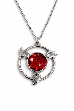 Naruto Sharingan Metal Kolye Gümüş Renk 60 cm Zincir Unisex Anime Aksesuar