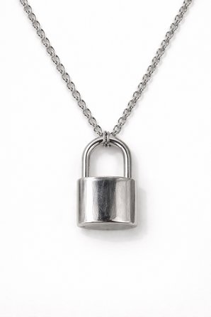 Gümüş Renk Asma Kilit Tasarım Kolye I 60 cm Unisex Metal Zincir