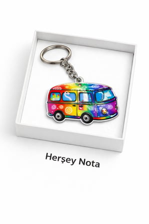 Gökkuşağı Renkli Çiçek Desenli Vosvos Metal Anahtarlık Unisex