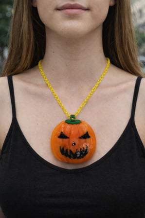 Cadılar Bayramı Balkabağı Figürlü Kolye Turuncu 60 cm Unisex Plastik