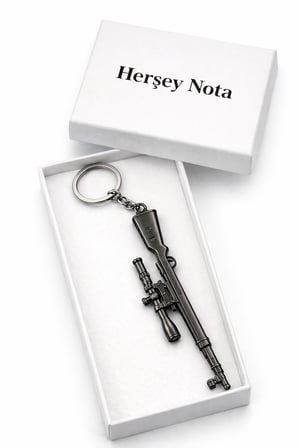 Unisex Metal Tüfek Tasarımlı Anahtarlık Gümüş Renk Dayanıklı Aksesuar