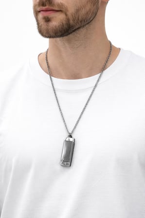 Gri Metal Mızıka Kolye Gümüş Renk Zincir 60 cm Unisex Müzik Tasarım