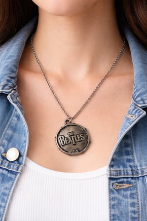 Unisex The Beatles Yazılı Metal Kolye Gümüş Renk 60 cm Zincir