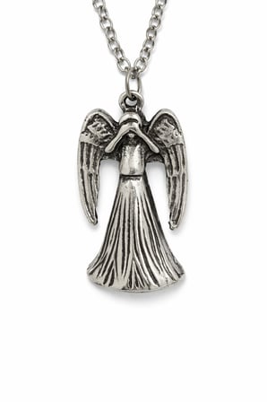 Unisex Melek Figürlü Metal Kolye Gümüş Renk 60 cm Zincir