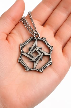 Metallica Yıldız Figürlü Gümüş Renk Unisex Kolye 60 cm Zincir