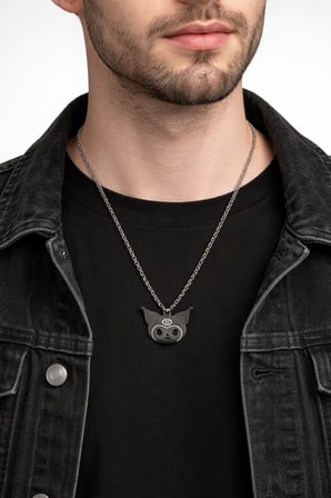 Unisex Kurukafa Kedi Figürlü Metal Kolye Gümüş Renk 60 cm