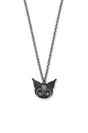 Unisex Kurukafa Kedi Figürlü Metal Kolye Gümüş Renk 60 cm