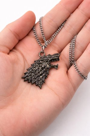 Unisex Metal Kurt Başı Kolye Gümüş Renk Figürlü Zincir 60 cm