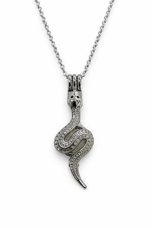 Yılan Figürlü Metal Kolye Gümüş Renk 60 cm Zincir Unisex