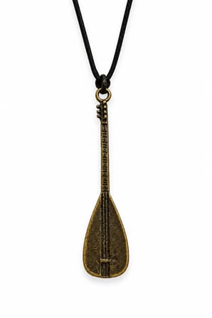 Otantik Bağlama Figürlü Antik Eskitme Görünümlü Müzikseverlere Hediye Kolye