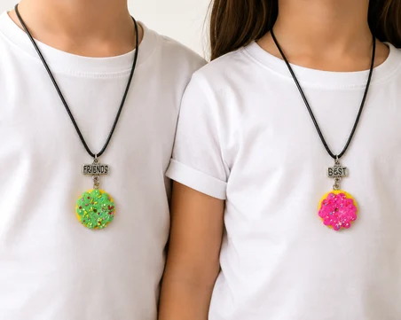Çocuklar İçin Donut Figürlü Best Friends İkili Arkadaşlık Kolyesi Hediye