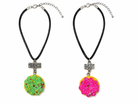 Çocuklar İçin Donut Figürlü Best Friends İkili Arkadaşlık Kolyesi Hediye