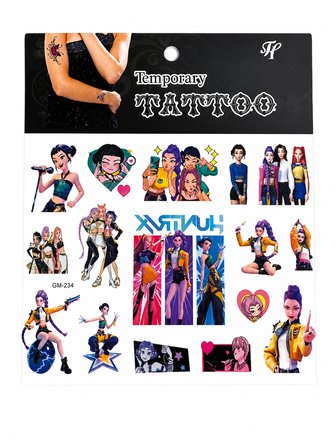 16 Adet Kpop Geçici Dövme Sticker Seti Renkli Karakter Çocuk Hediyesi