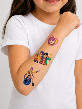 16 Adet Kpop Geçici Dövme Sticker Seti Renkli Karakter Çocuk Hediyesi