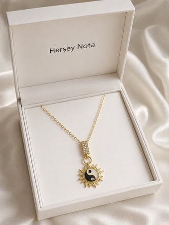 Yin Yang Güneş Figürlü Kadın Kolye 316L Paslanmaz Çelik Hediye