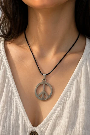 316L Paslanmaz Çelik Barış Sembolü Kolye – Modern Tasarım Unisex Hediye Kolyesi