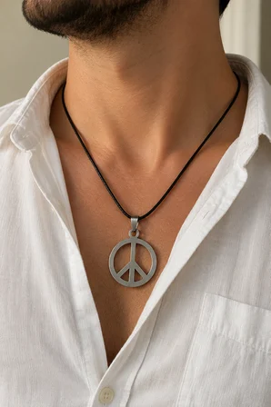 316L Paslanmaz Çelik Barış Sembolü Kolye – Modern Tasarım Unisex Hediye Kolyesi