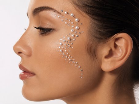 İnci ve Kristal Görünümlü Yüz Taşı Seti Festival Makyajı Hediye Aksesuarı