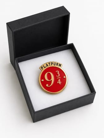 Harry Potter Peron 9¾ Temalı Kırmızı Gold Koleksiyonluk Rozet Hediye
