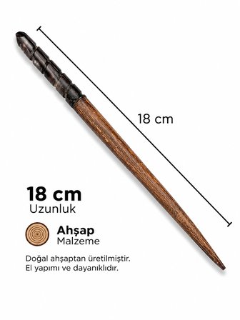 Kadınlar İçin El Yapımı Ahşap Saç Çubuğu – 18 cm Japon Stil Topuz Tokası | Doğal