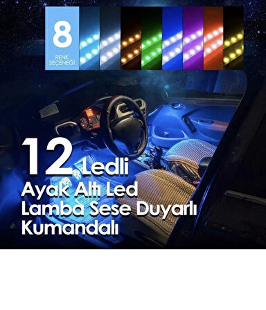 Point Ayak Altı Led 12 Ledli Lamba Sese Duyarlı Led Müziğe Duyarlı Led Çakmaklık Girişli