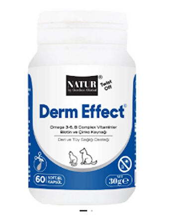 Natur Derm Effect Deri ve Tüy Sağlığı Desteği Kedi ve Köpekler Için 60 kapsül