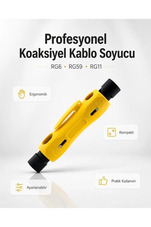 Profesyonel RG6 RG59 RG11 Koaksiyel Kablo Soyucu Sıyırıcı Aparat Çanak Anten Televizyon Uydu Kablosu Dış Kılıf Kesici Kalem Tipi Ayarlanabilir Bıçaklı Hassas Kablolama Soyma Soyma Pensesi Takımı