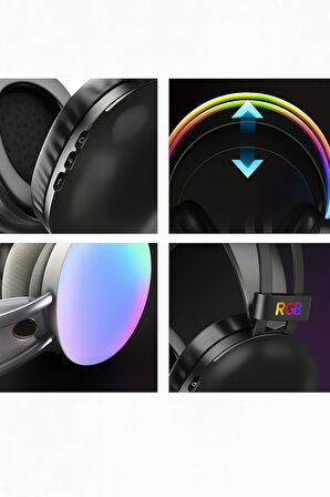 QASUL Disco Pulse Led Işık Ses Bluetooth V5.3 Kablosuz Kulak üstü Kulaklık