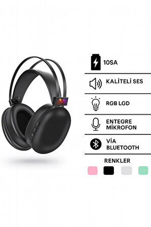 QASUL Disco Pulse Led Işık Ses Bluetooth V5.3 Kablosuz Kulak üstü Kulaklık