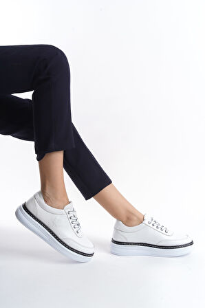 İçi Dışı Deri Hafif Taban Günlük Kadın Sneakers Ayakkabı  Rh7023