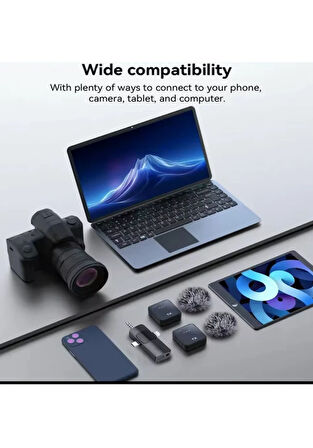 Kablosuz Yaka Mikrofonu Tip-C Android Kamera IPhone Stüdyo Mikrofonu Için Ses Video Canlı Yayın Oyun