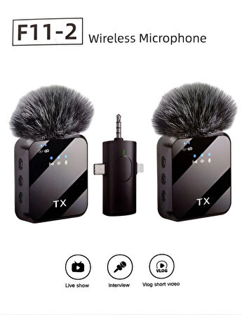 Kablosuz Yaka Mikrofonu Tip-C Android Kamera IPhone Stüdyo Mikrofonu Için Ses Video Canlı Yayın Oyun
