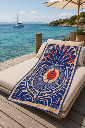 Gökova Home Rhythm of the Sun Plaj Havlusu Mikrofiber 75x150 cm Çiçekli Hızlı Kuruyan