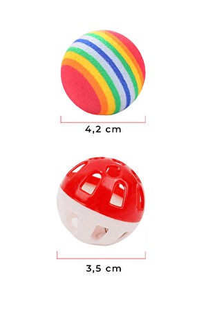 İnteraktif Enerji Atmaya Yardımcı Sesli Hareketli Kedi Oyuncağı 2'li Hafif Plastik & Sünger Top Set