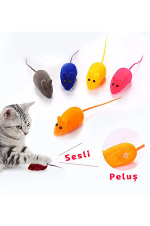 İnteraktif Peluş Sesli Fare Hareketli Kedi Oyuncağı Hafif Plastik Sünger Top 3'lü Kedi Oyuncak Seti