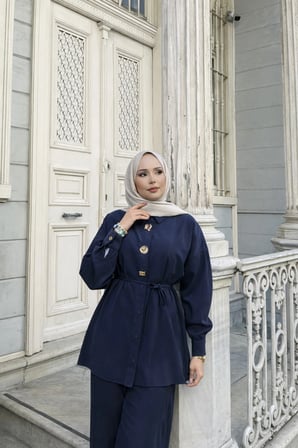 Rina Pantolonlu Tesettür Takım