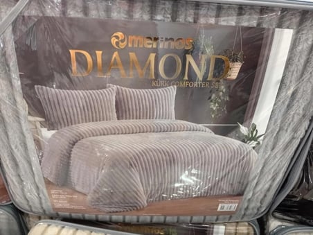  Merinos Diamond Kürk Riva Desen Comforter Set, Çift Kişilik Yorgan Seti (220x240)
