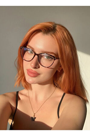 River Leopar Desenli MEtal Aksesuarlı Cat eye 58 Ekartman Mavi ışık korumalı ekran okuma gözlük