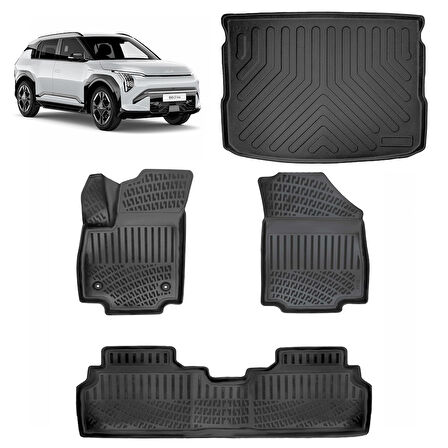 Rizline Kia EV3 2024 ve Sonrası 3D Havuzlu Paspas ve Üst Konum Bagaj Havuzu Set